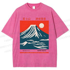 Unisex Mount Fuji Printed Washed Tee