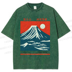 Unisex Mount Fuji Printed Washed Tee
