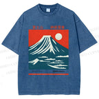 Unisex Mount Fuji Printed Washed Tee