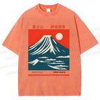 Unisex Mount Fuji Printed Washed Tee