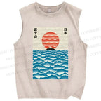 Unisex Mount Fuji Printed Washed Tank Top