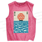 Unisex Mount Fuji Printed Washed Tank Top
