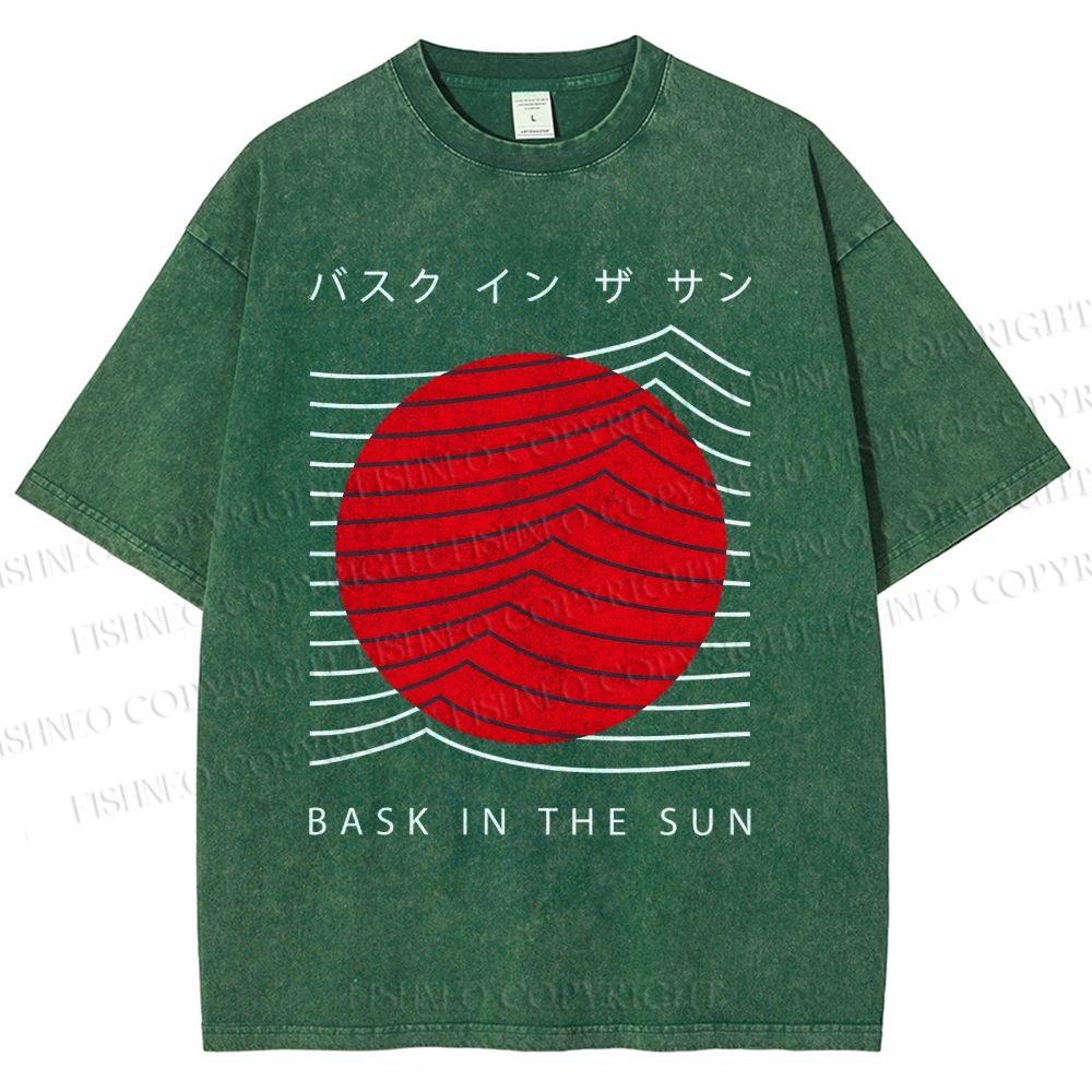 Unisex Bask In The Sun Printed Washed Tee