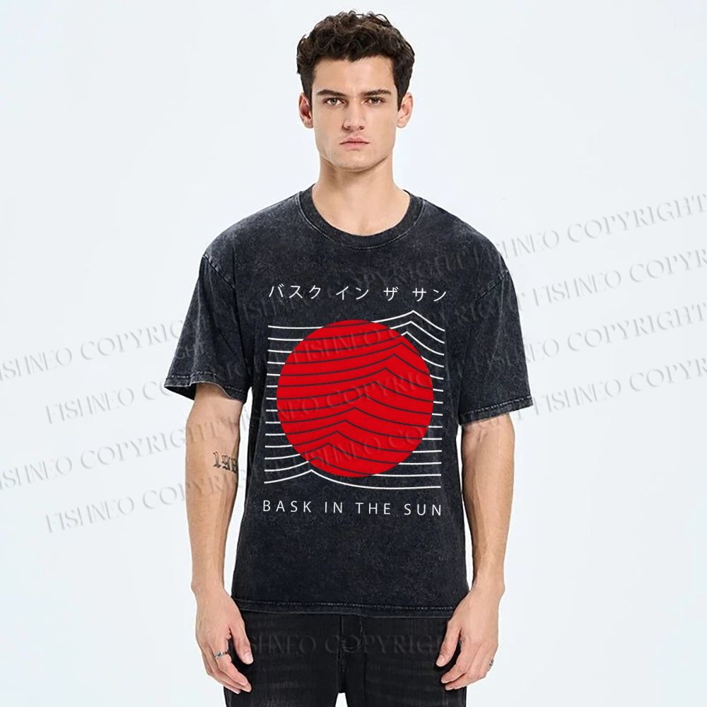 Unisex Bask In The Sun Printed Washed Tee