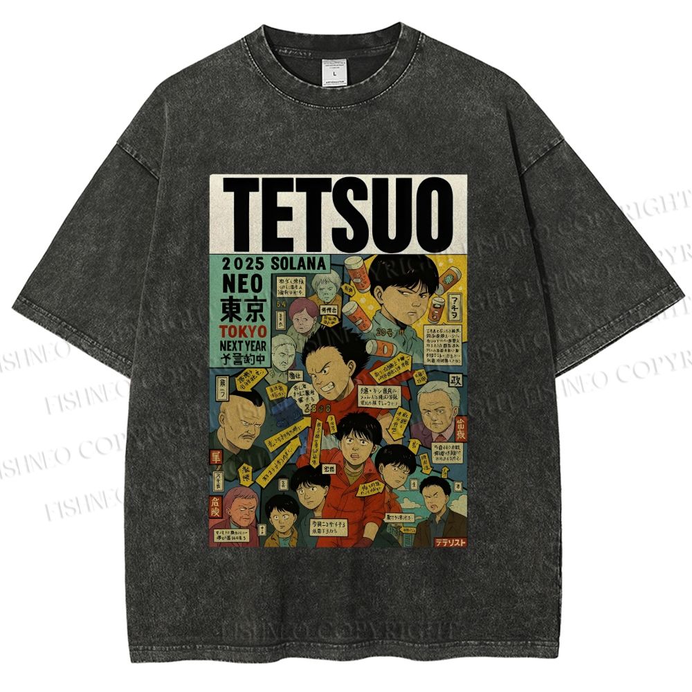 Unisex Tetsuo Printed Washed Tee