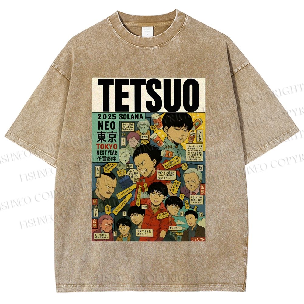 Unisex Tetsuo Printed Washed Tee