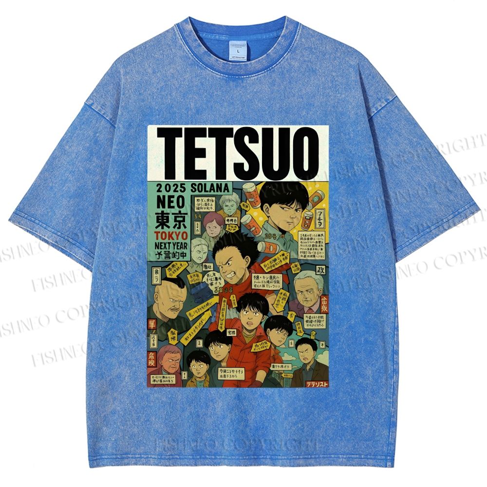 Unisex Tetsuo Printed Washed Tee
