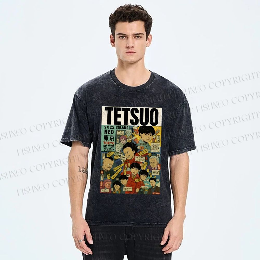 Unisex Tetsuo Printed Washed Tee