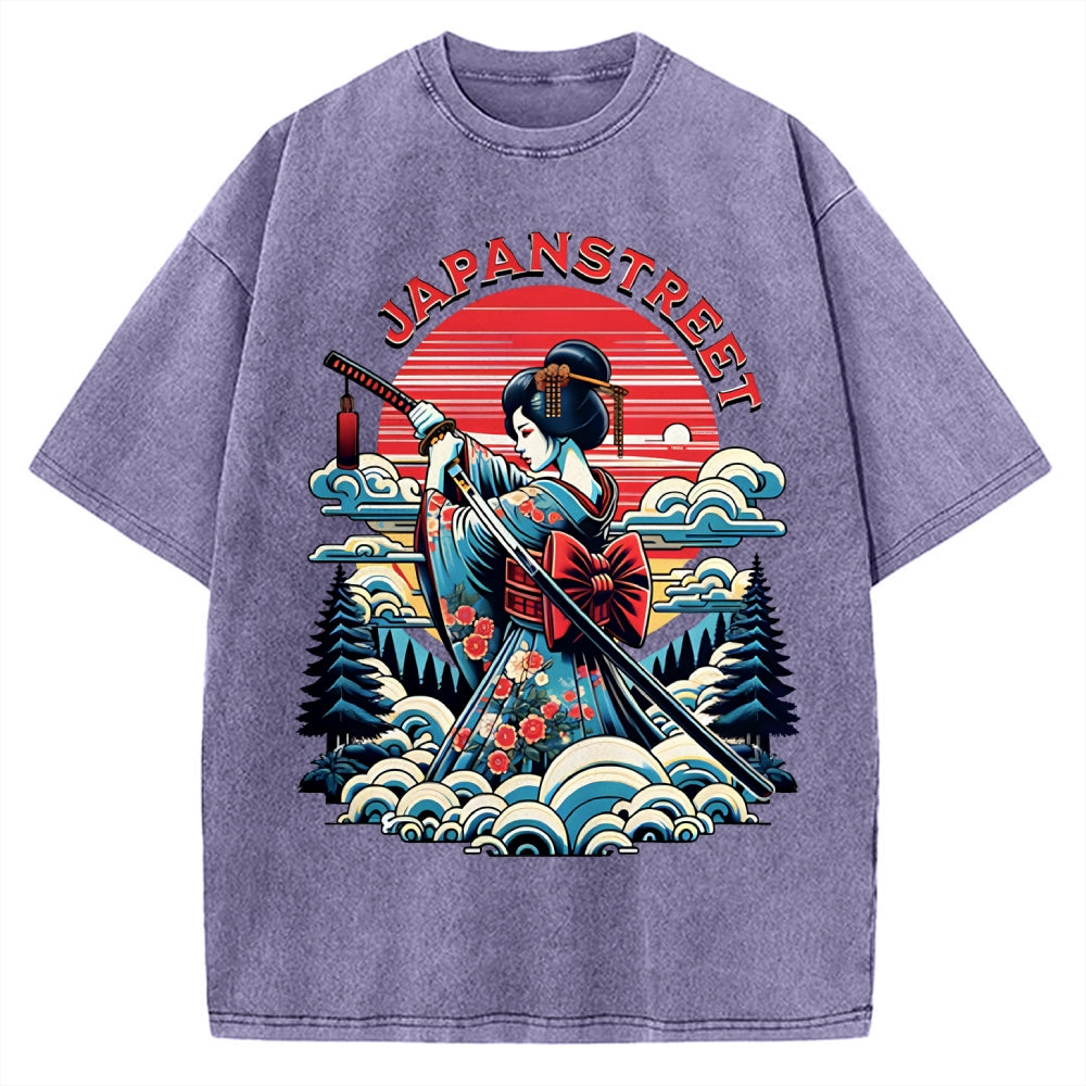 Japanese Print Vintage Washed T-shirt