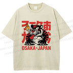 Unisex Osaka Japan Tiger Printed Washed Tee