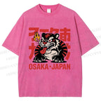 Unisex Osaka Japan Tiger Printed Washed Tee