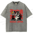 Unisex Osaka Japan Tiger Printed Washed Tee