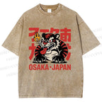 Unisex Osaka Japan Tiger Printed Washed Tee