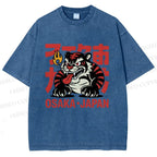 Unisex Osaka Japan Tiger Printed Washed Tee