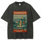 Unisex Danger Gyarados Printed Washed Tee