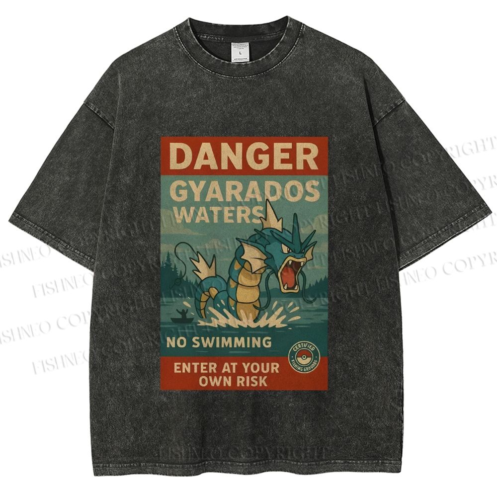 Unisex Danger Gyarados Printed Washed Tee