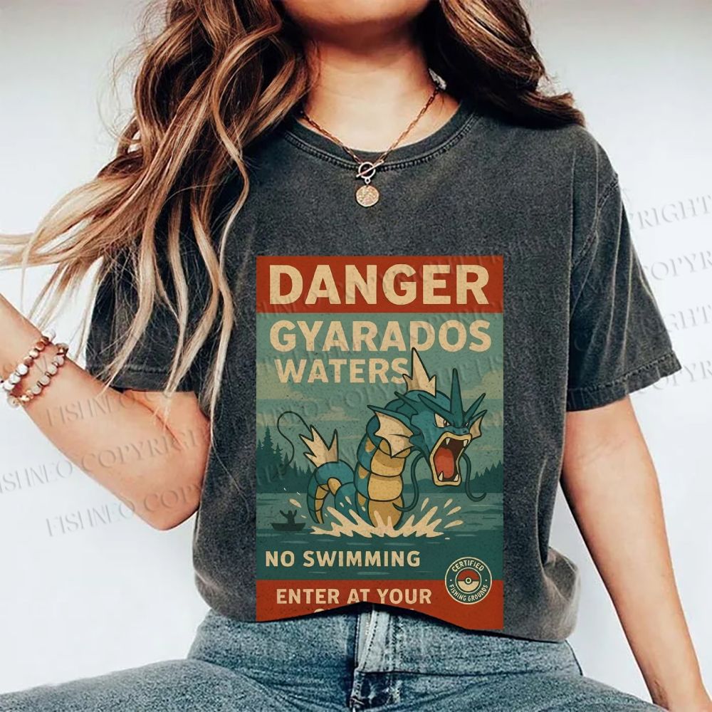 Unisex Danger Gyarados Printed Washed Tee