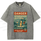 Unisex Danger Gyarados Printed Washed Tee