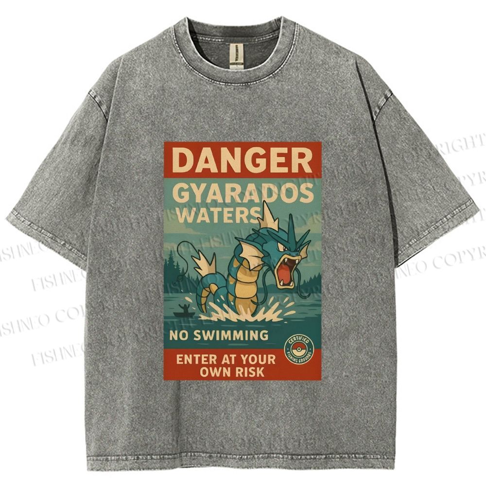 Unisex Danger Gyarados Printed Washed Tee