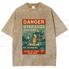 Unisex Danger Gyarados Printed Washed Tee