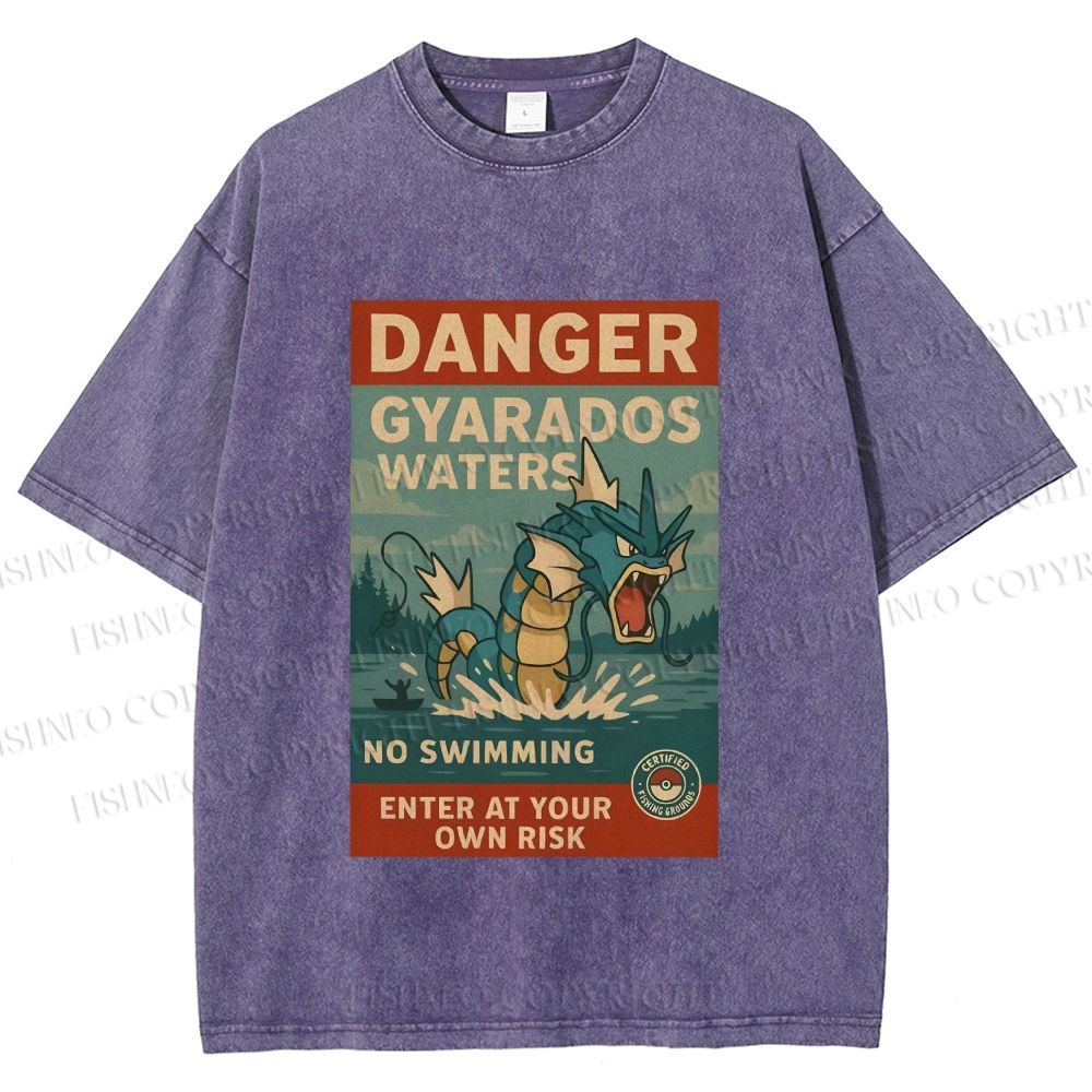 Unisex Danger Gyarados Printed Washed Tee