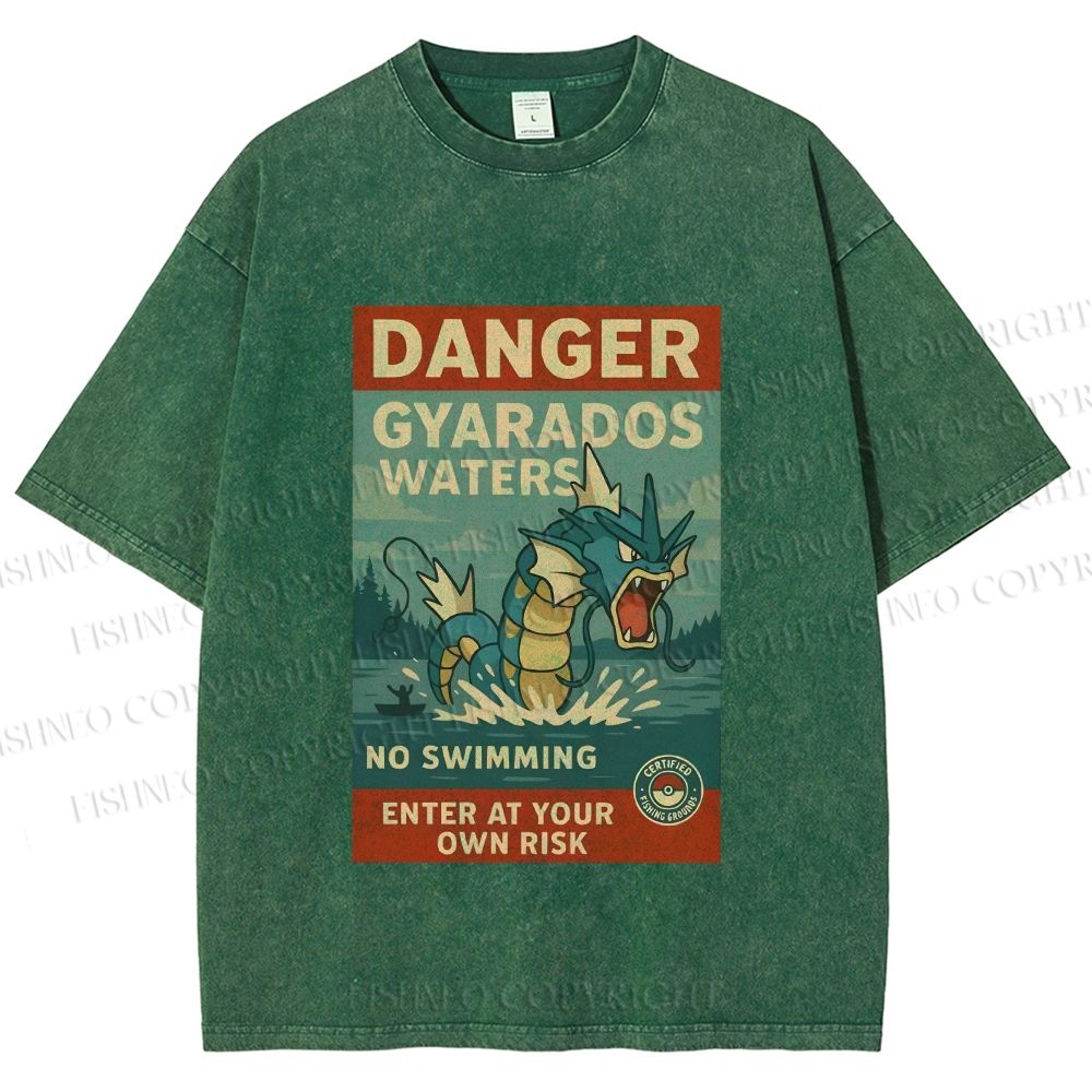 Unisex Danger Gyarados Printed Washed Tee