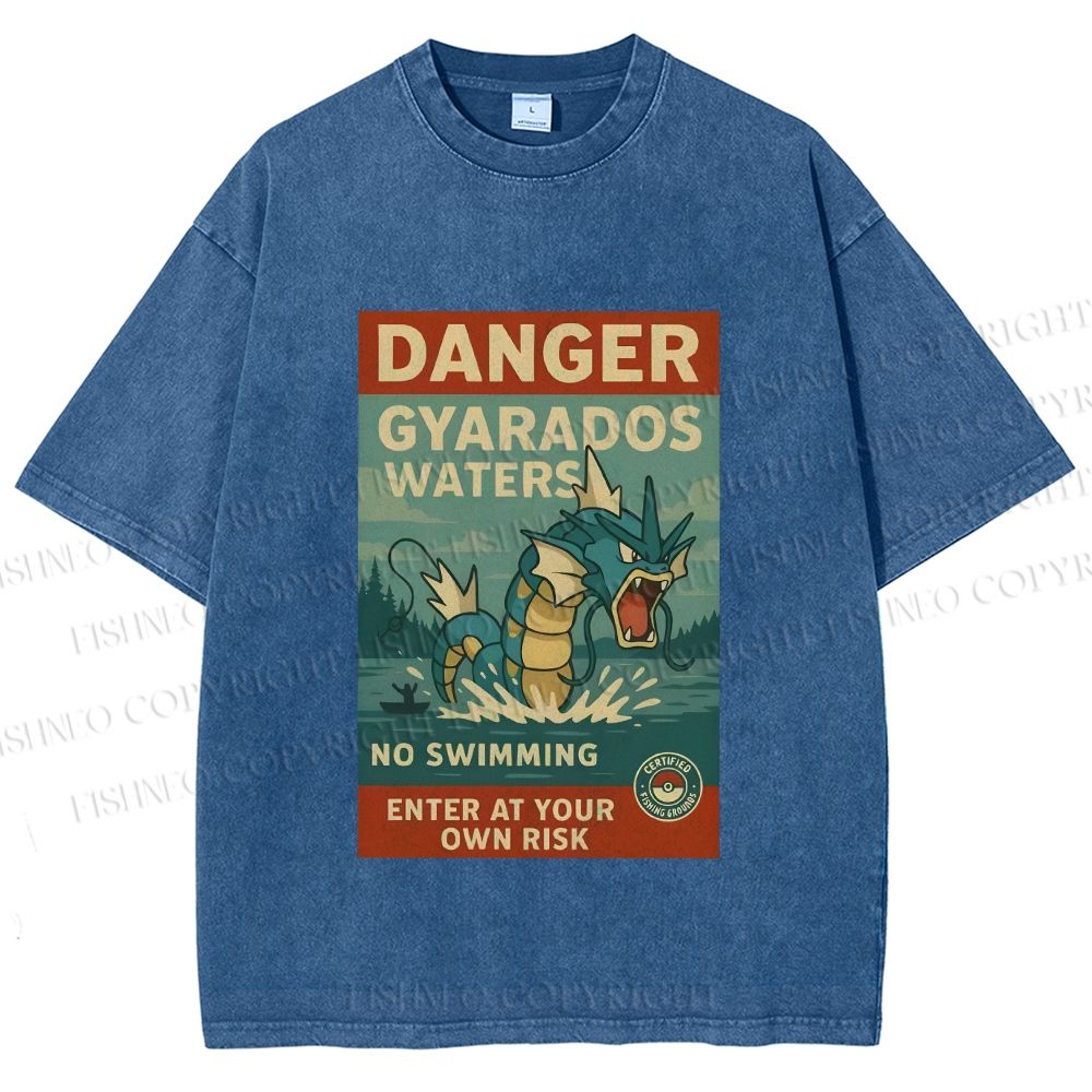 Unisex Danger Gyarados Printed Washed Tee