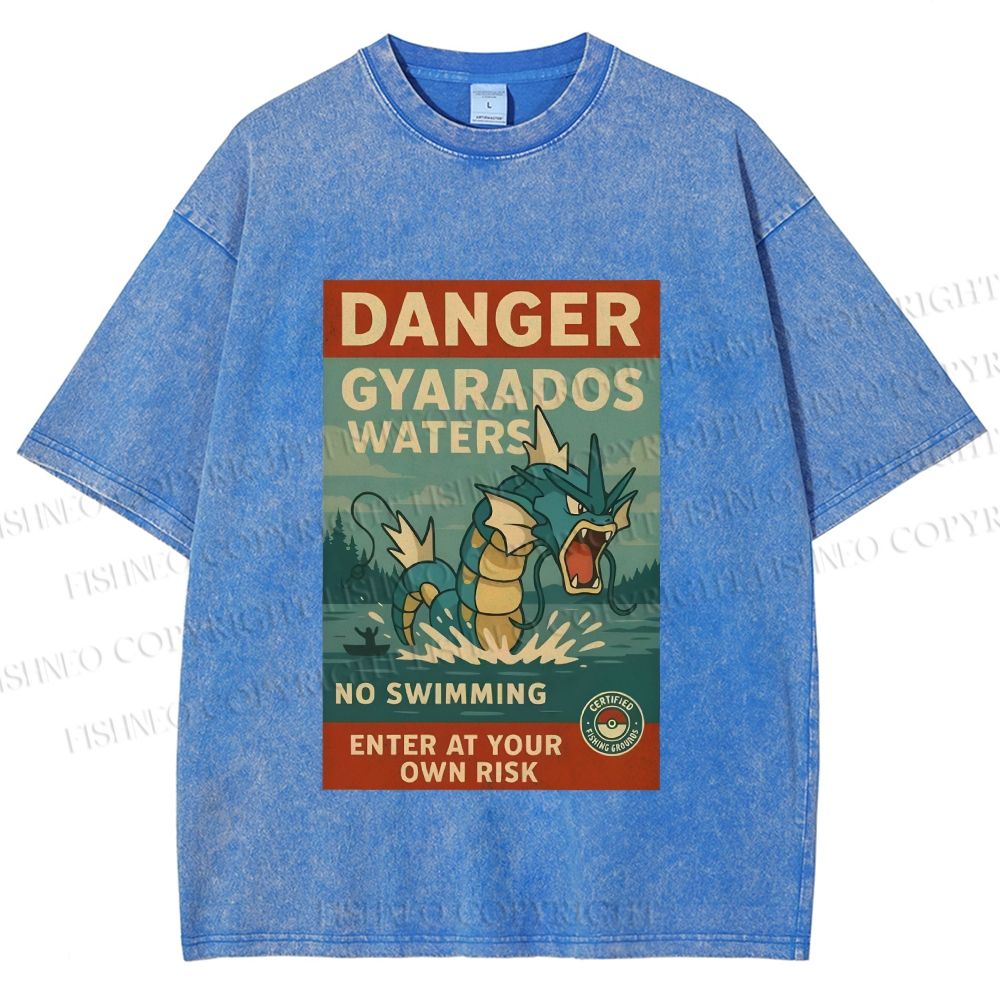 Unisex Danger Gyarados Printed Washed Tee