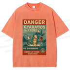 Unisex Danger Gyarados Printed Washed Tee