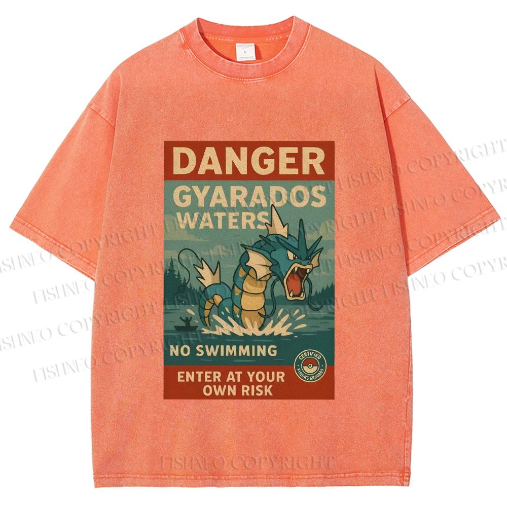 Unisex Danger Gyarados Printed Washed Tee