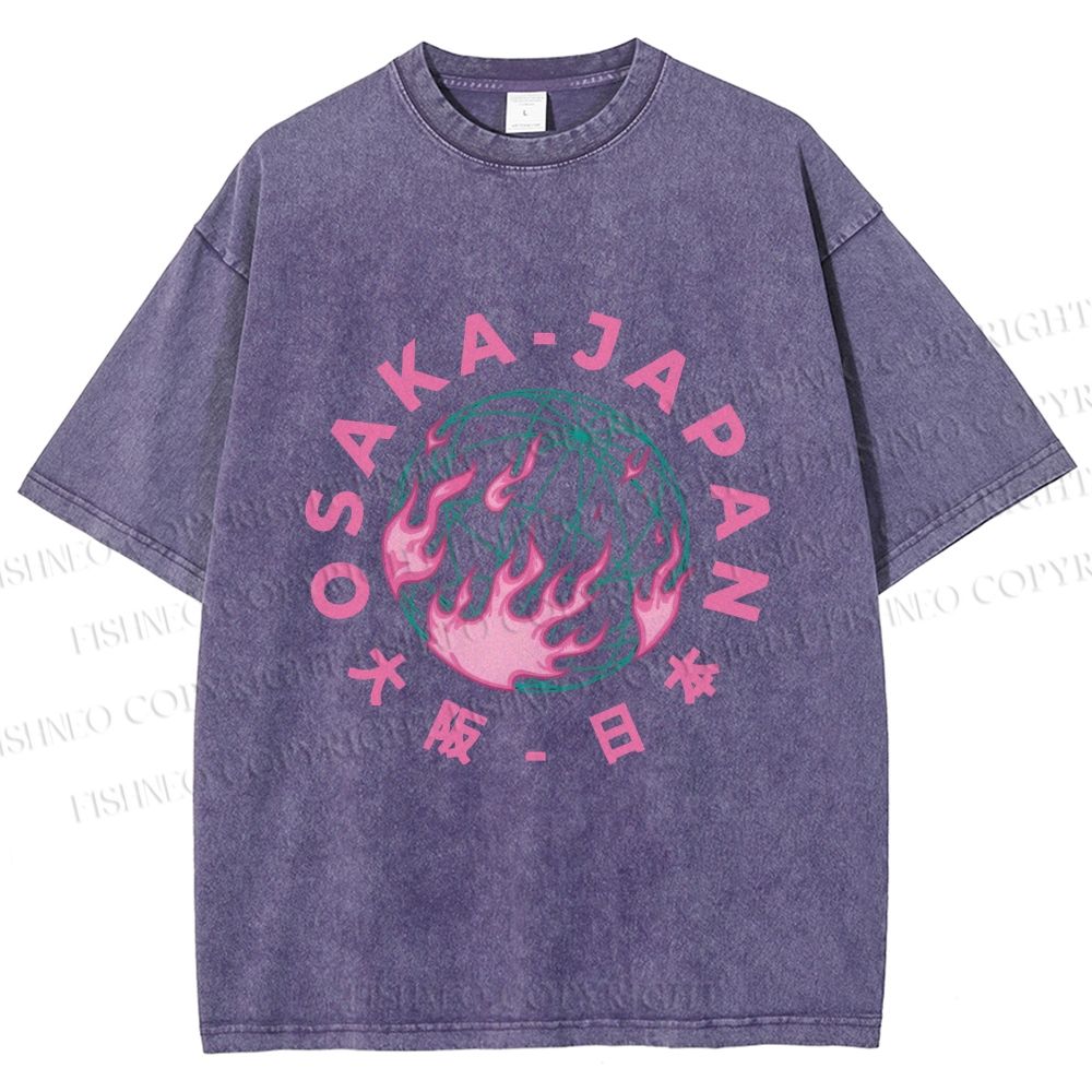 Unisex Earth Osaka Japan Printed Washed Tee