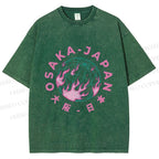 Unisex Earth Osaka Japan Printed Washed Tee