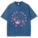 Unisex Earth Osaka Japan Printed Washed Tee