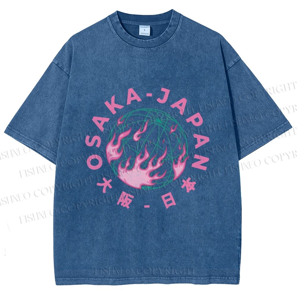 Unisex Earth Osaka Japan Printed Washed Tee