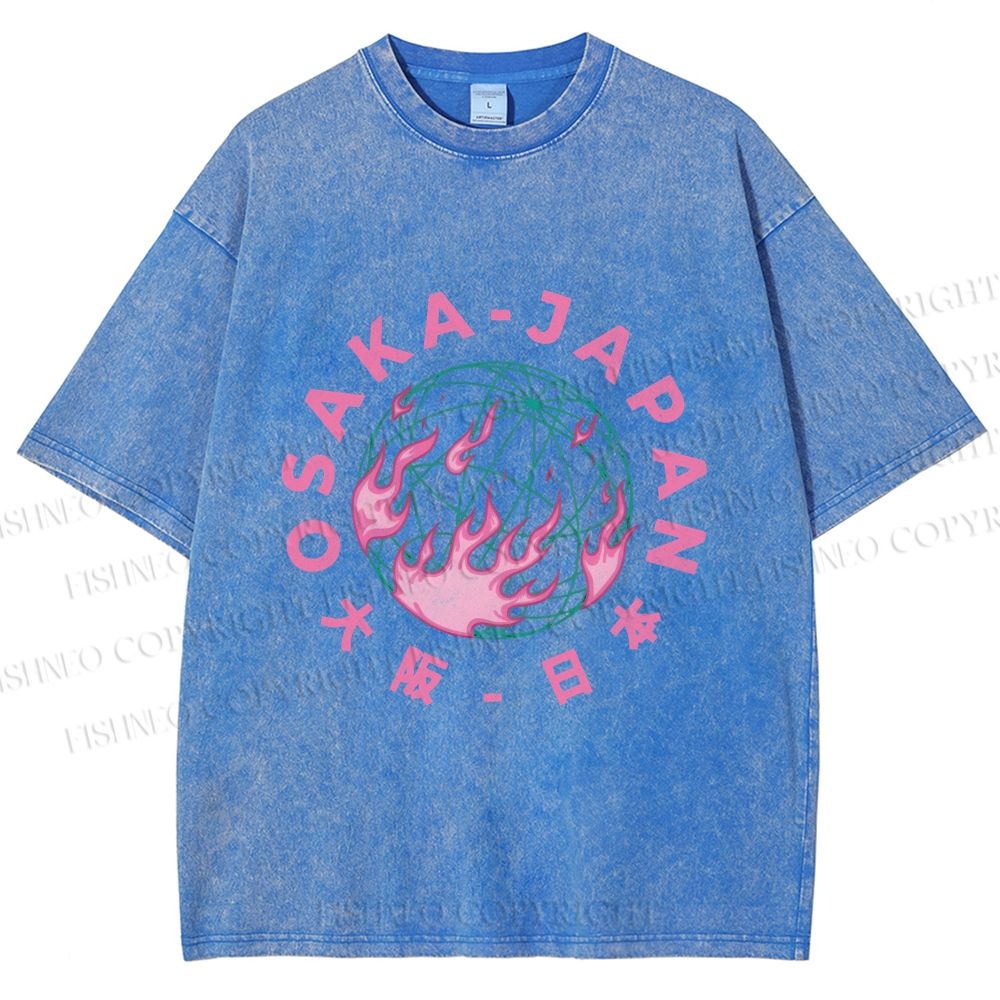 Unisex Earth Osaka Japan Printed Washed Tee