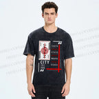 Unisex Japan City Printed Washed Tee