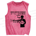 Unisex How Coffee Works Printed Washed Tank Top
