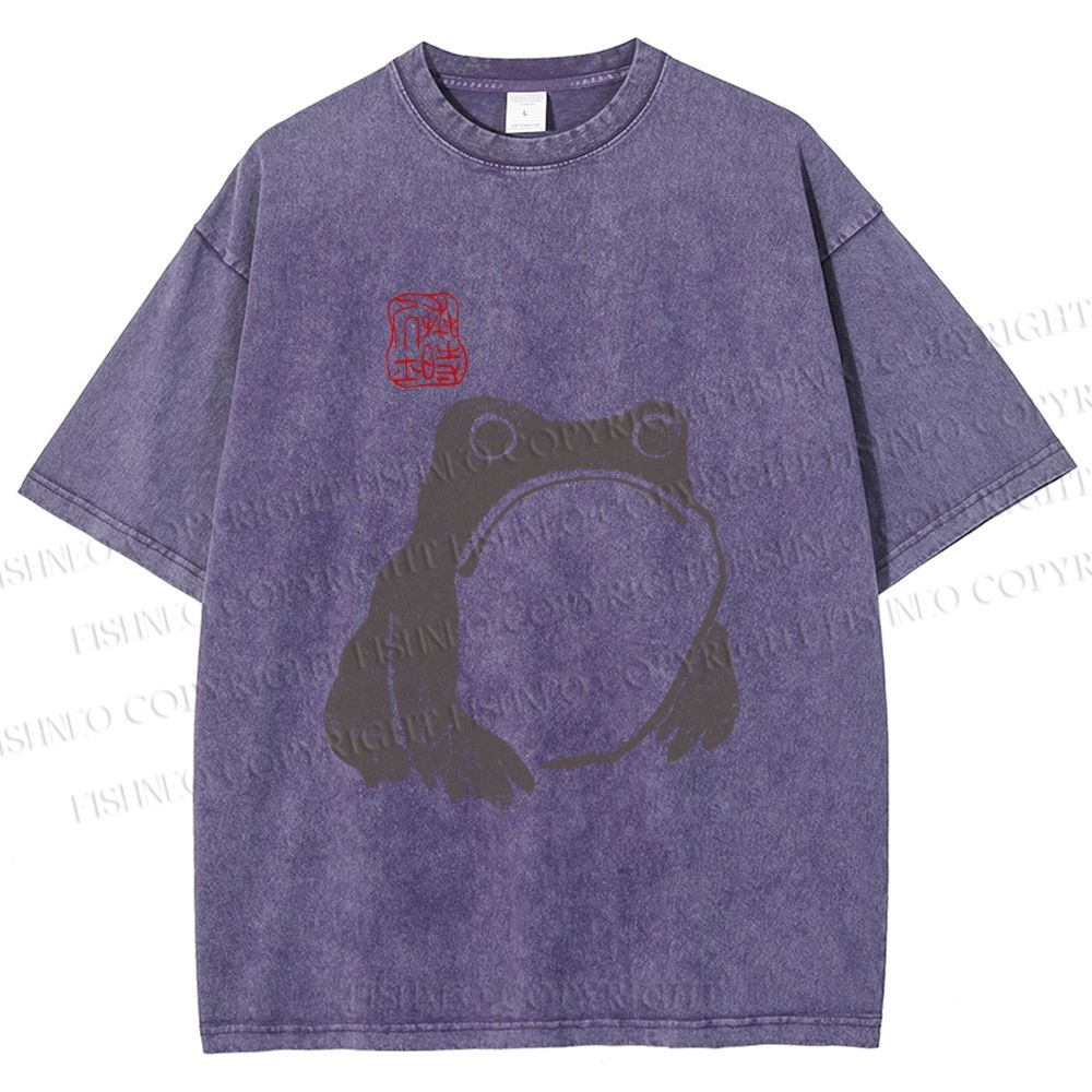 Unisex Matsumoto Hoji Woodblock Frog Printed Washed Tee