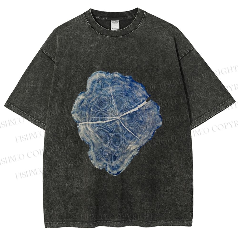 Unisex Annual Rings Printed Washed Tee