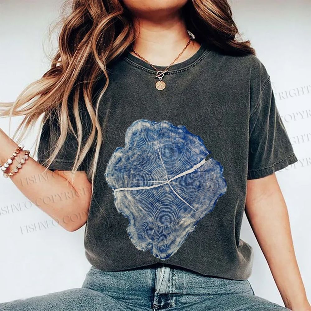 Unisex Annual Rings Printed Washed Tee