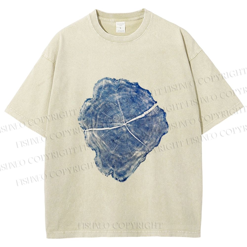 Unisex Annual Rings Printed Washed Tee