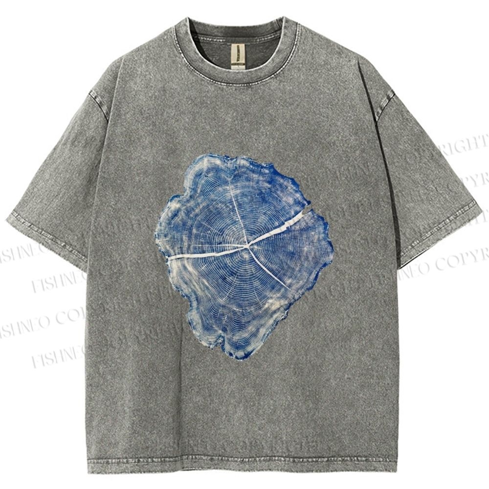 Unisex Annual Rings Printed Washed Tee