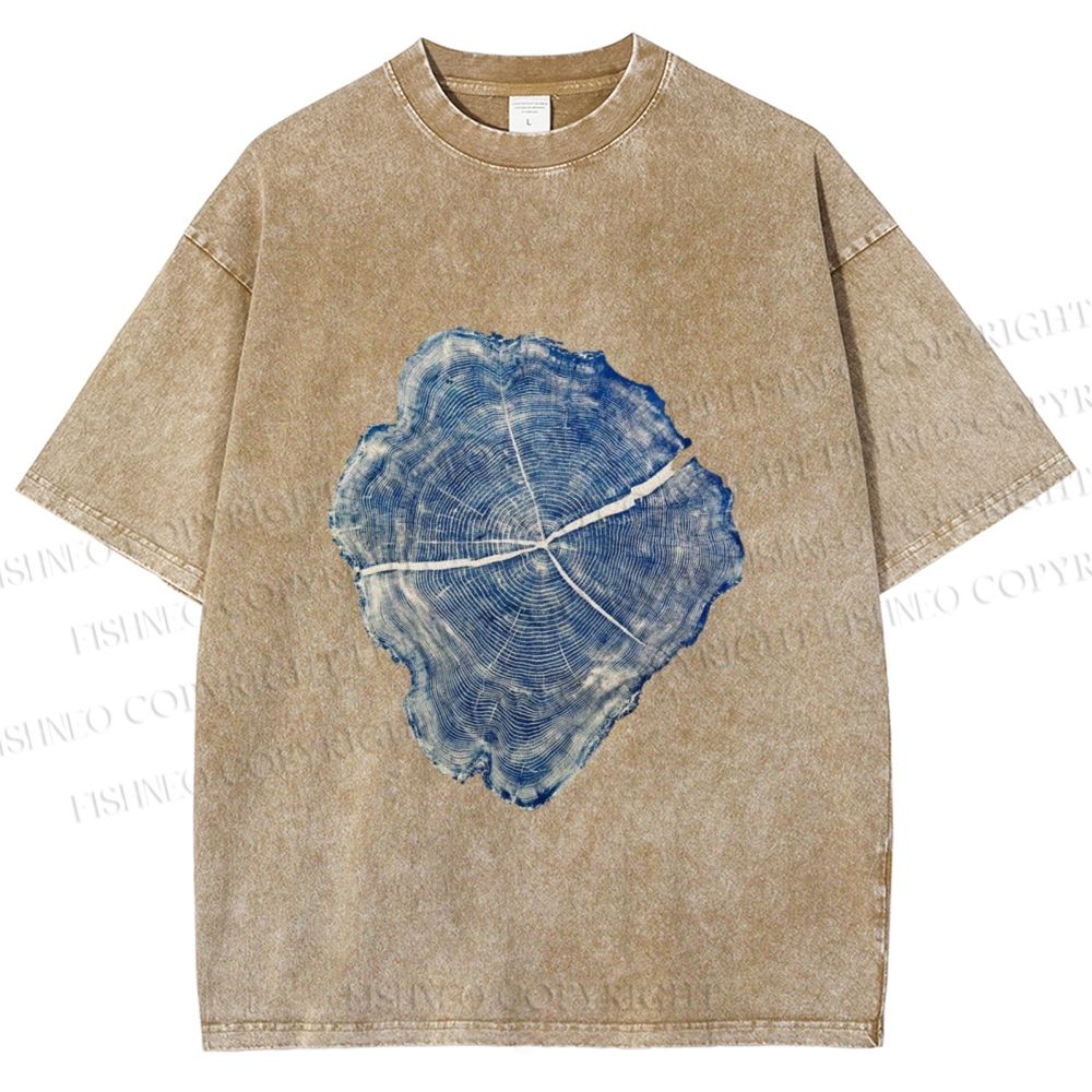 Unisex Annual Rings Printed Washed Tee