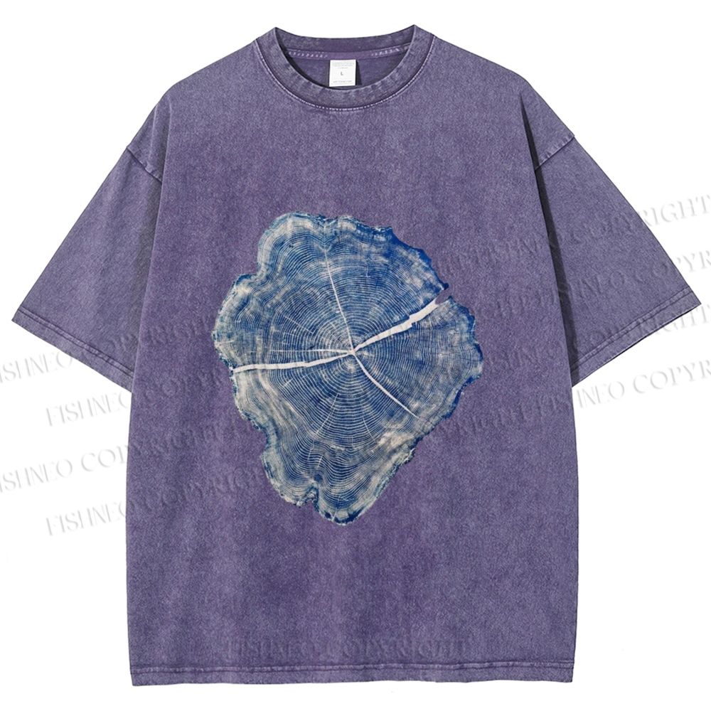 Unisex Annual Rings Printed Washed Tee