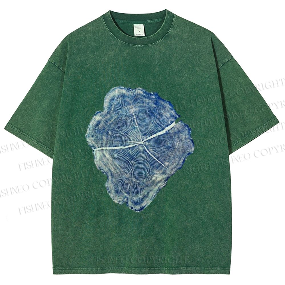 Unisex Annual Rings Printed Washed Tee