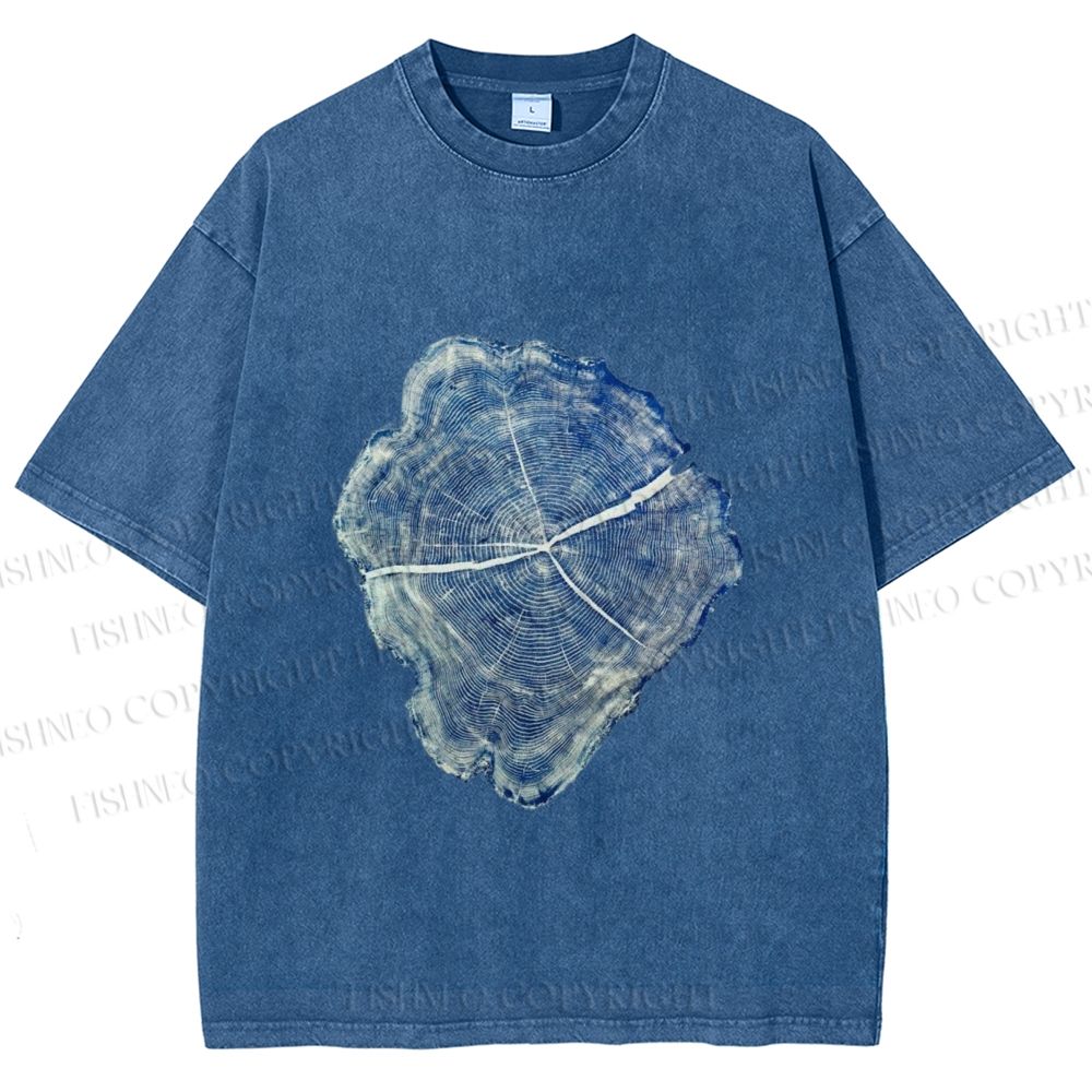 Unisex Annual Rings Printed Washed Tee