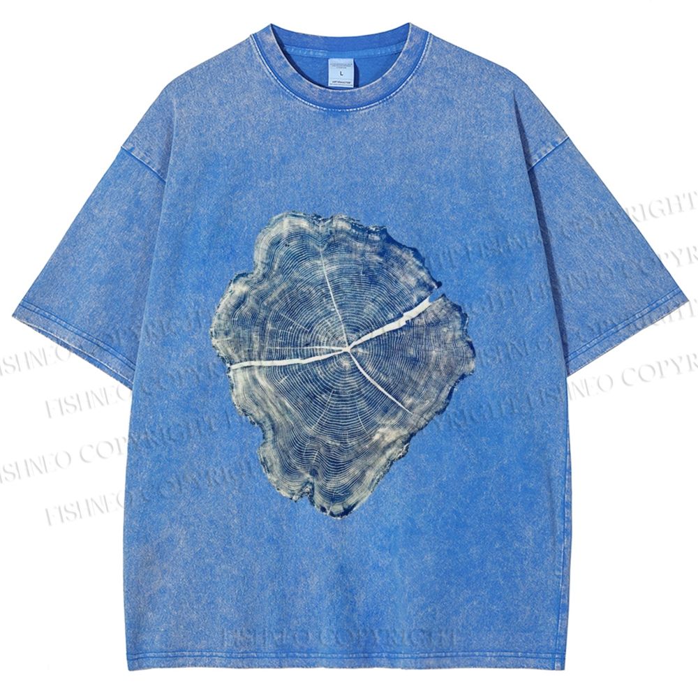 Unisex Annual Rings Printed Washed Tee