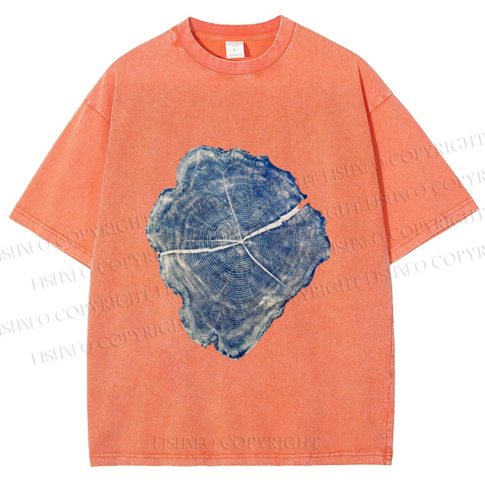 Unisex Annual Rings Printed Washed Tee