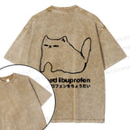 Unisex I need ibuprofen Cat Vintage Design Back Washed Tee