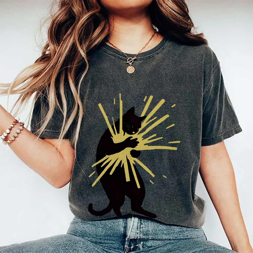Cat Holding Light Washed T-Shirt